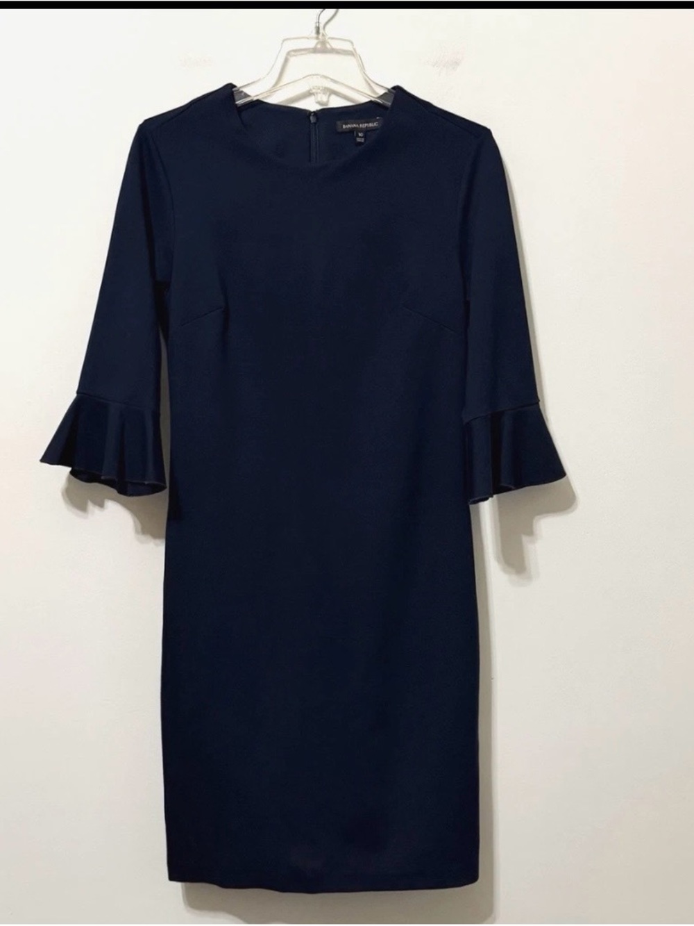 Banana Republic Navy Ruffle-Cuff Sheath Dress